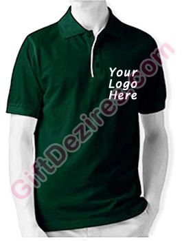 Designer Hunter Green and White Color Company Logo T Shirts